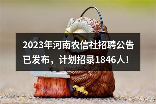 2023年河南农信社招聘公告已发布，计划招录1846人！ 图片